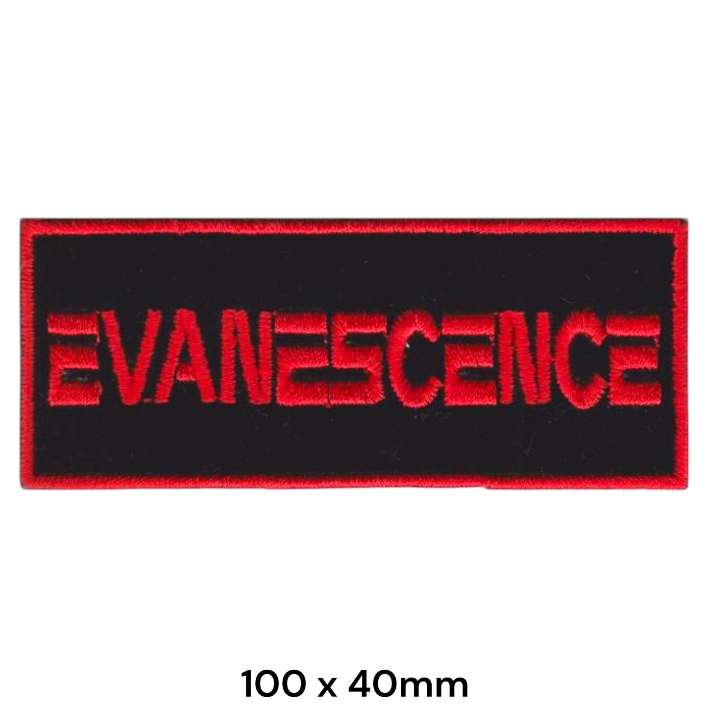Evanescence Band Name Logo Red Rectangular Embroidered Patch 100x40mm – Red & Black