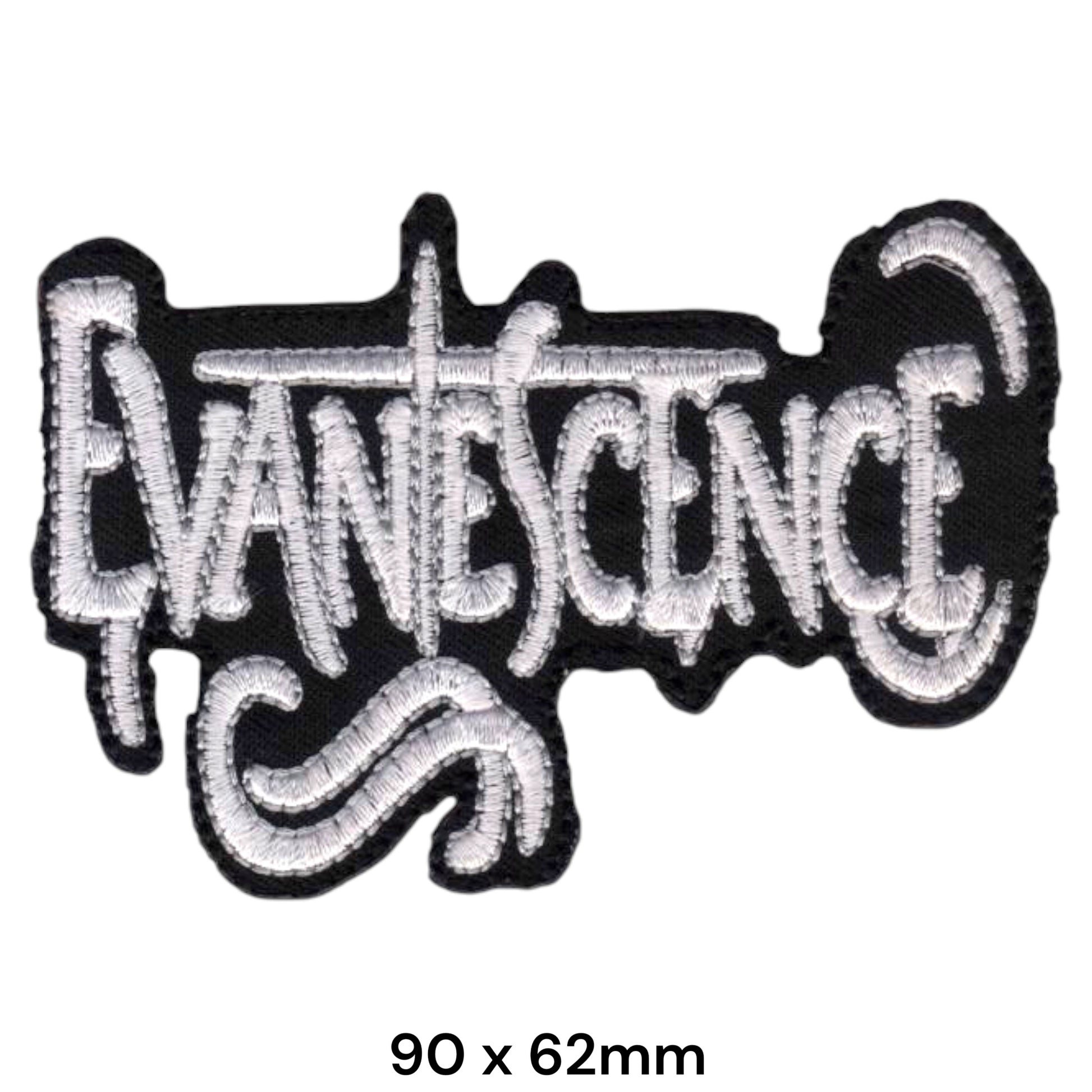Evanescence Band Name Logo Die-Cut Embroidered Patch 90x62mm – White/Silver & Black
