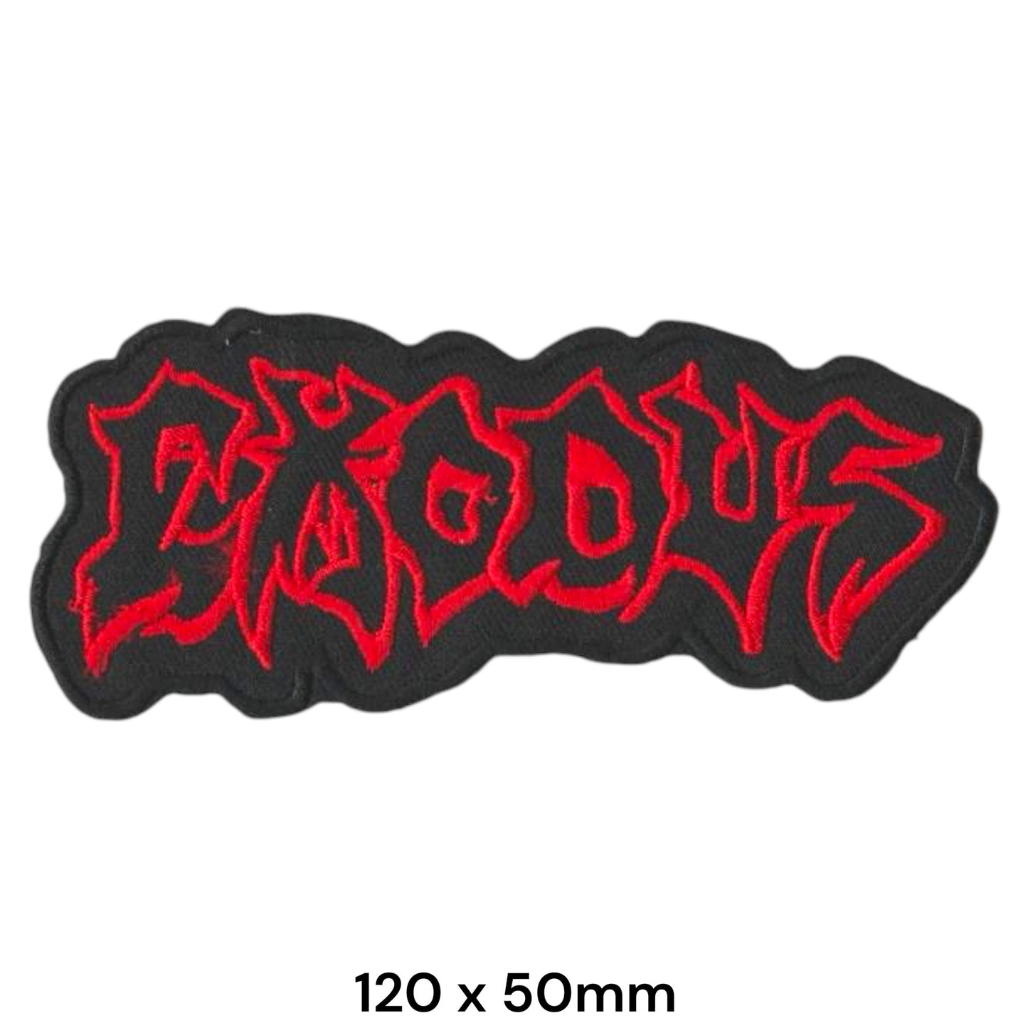 Exodus Band Name Logo Red Die-Cut Embroidered Patch 120x50mm – Red & Black