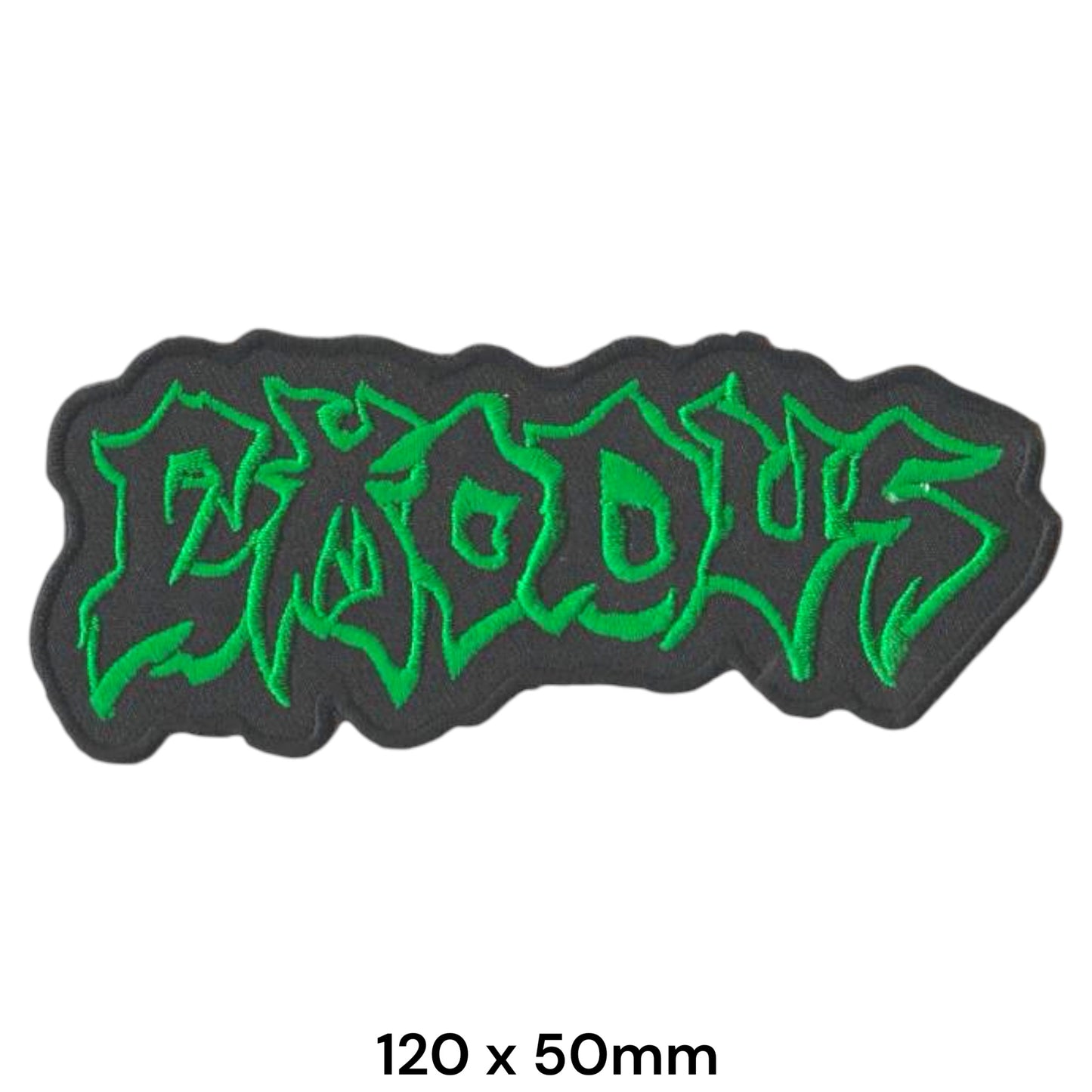 Exodus Band Name Logo Green Die-Cut Embroidered Patch 120x50mm – Green & Black