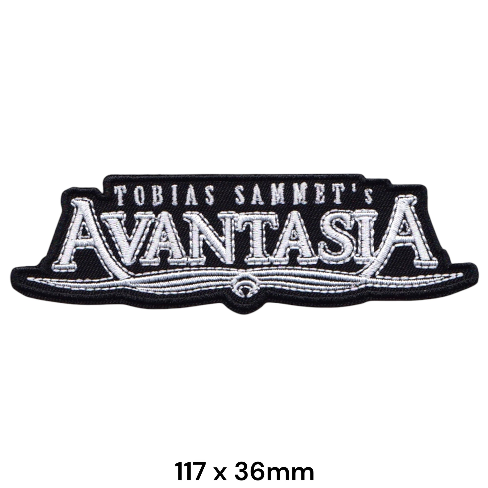 Tobias Sammet's Avantasia Logo Die-Cut Embroidered Patch 117x36mm – White/Silver & Black