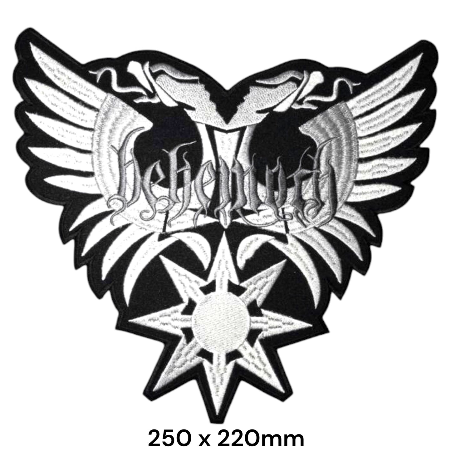 Behemoth Eagle Wings Chaos Star Die-Cut Large Back Patch 250x220mm – White/Silver & Black