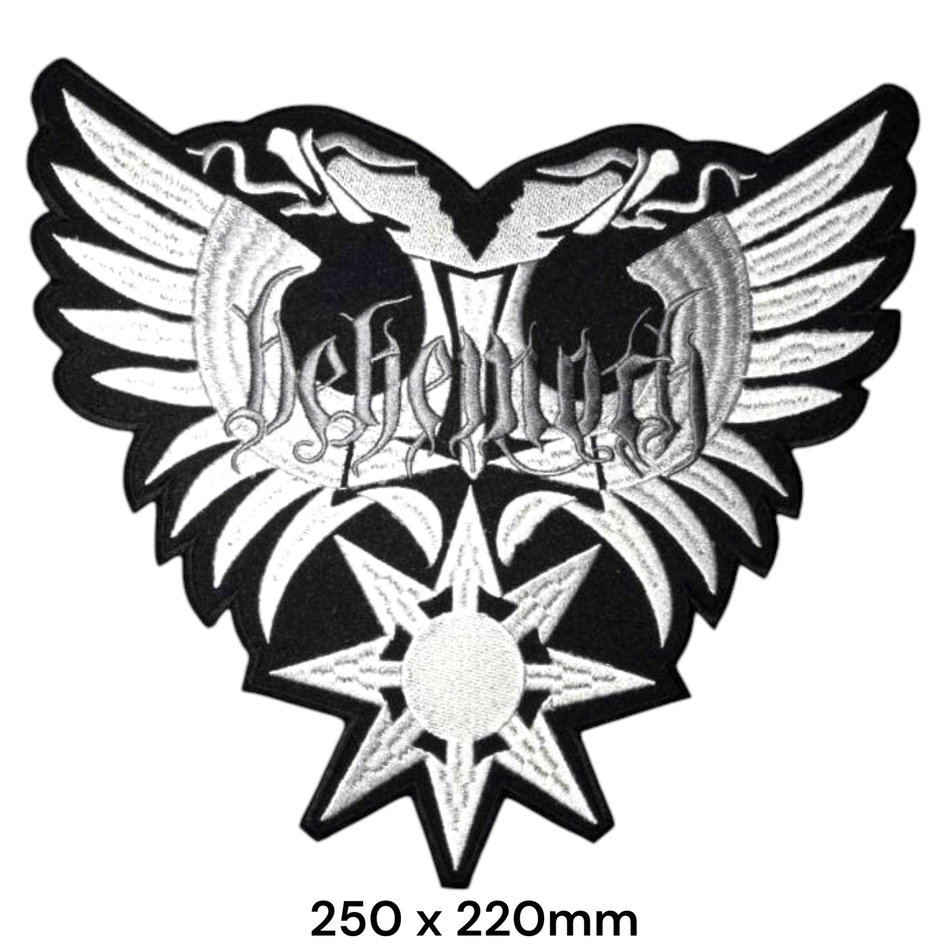 Behemoth Eagle Wings Chaos Star Die-Cut Large Back Patch 250x220mm – White/Silver & Black