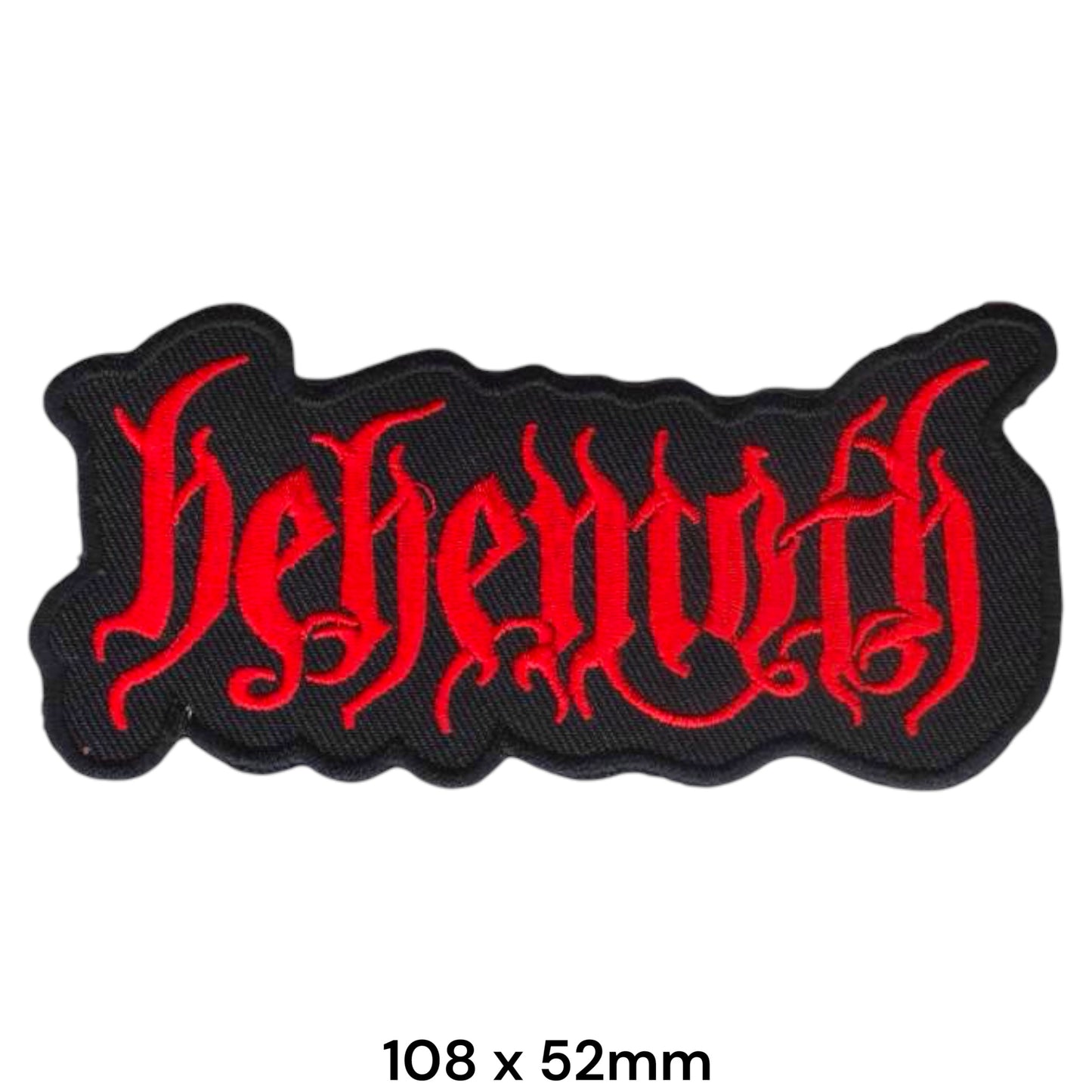 Behemoth Band Name Logo Red Die-Cut Embroidered Patch 108x52mm – Red & Black