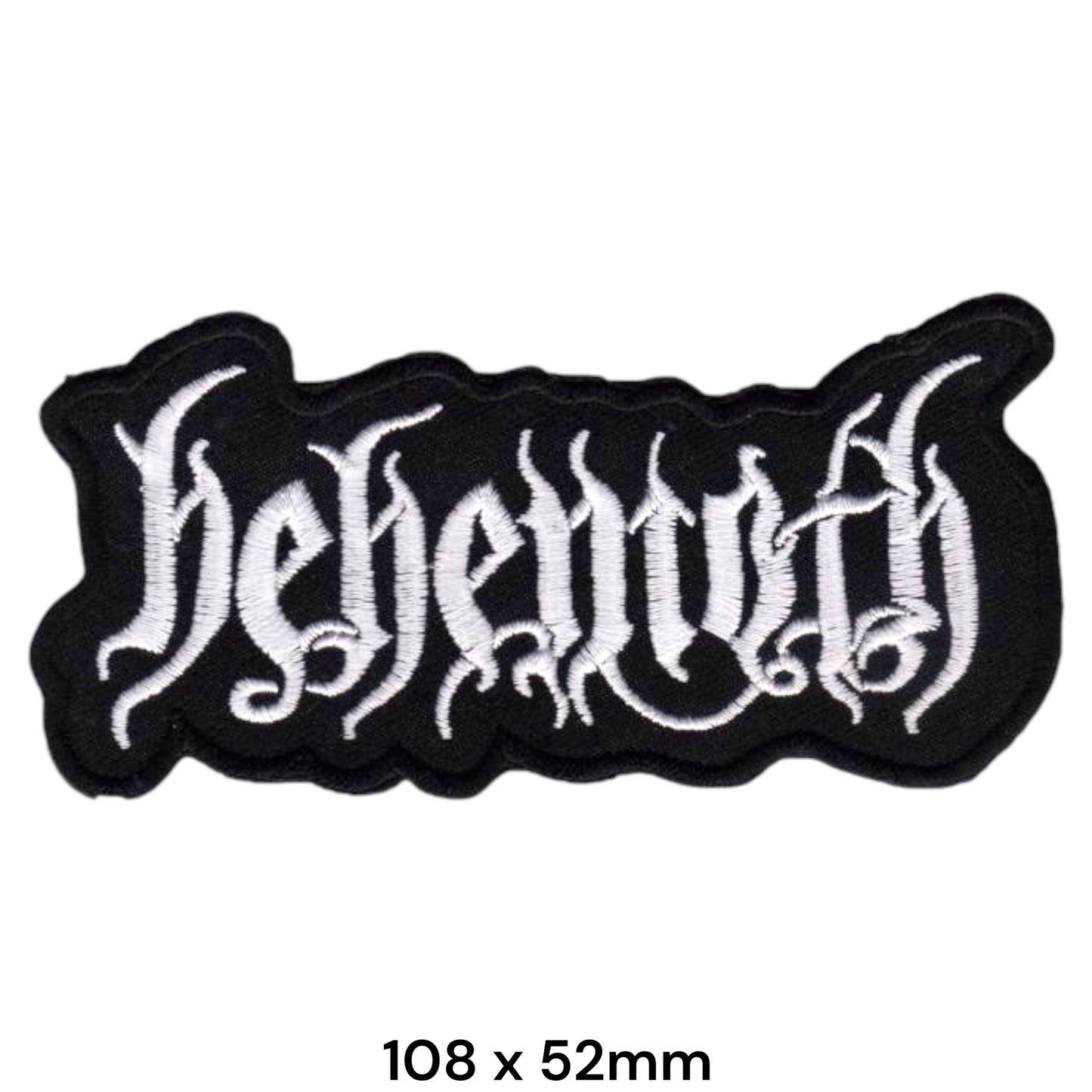 Behemoth Band Name Logo White Die-Cut Embroidered Patch 108x52mm – White & Black