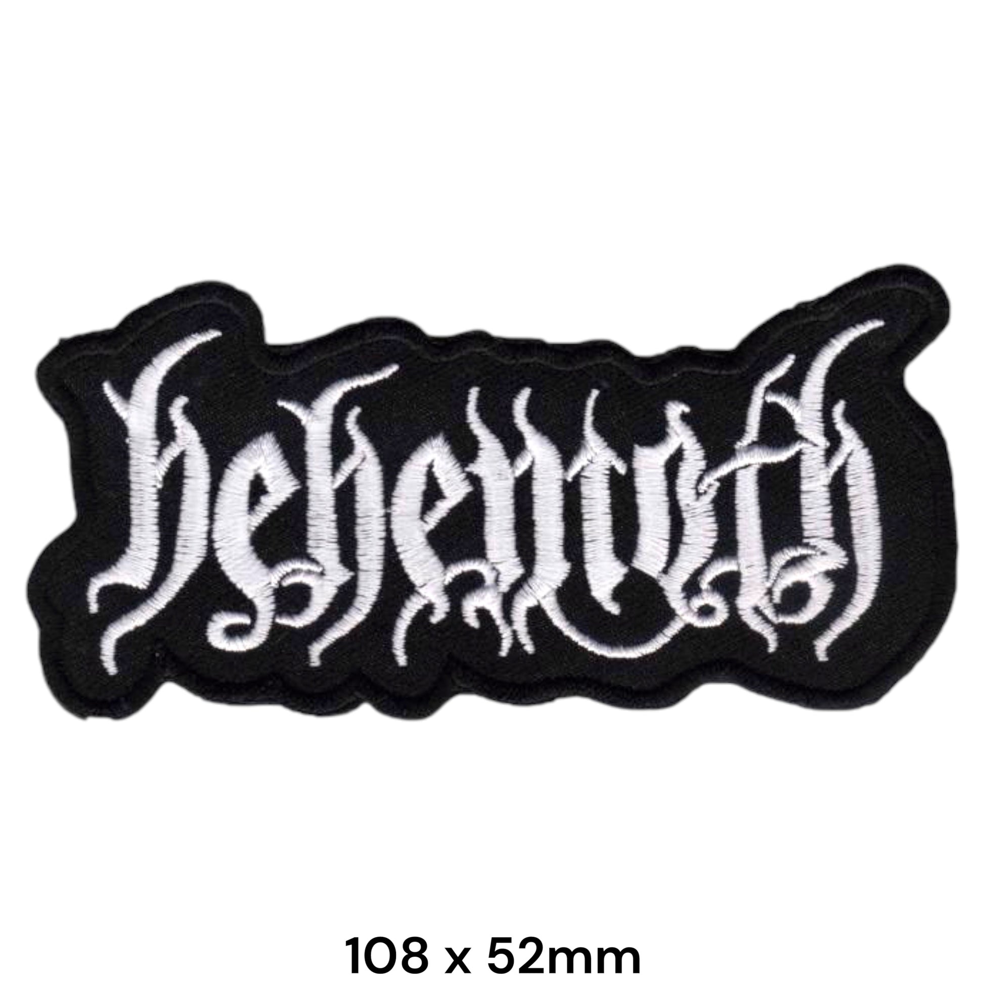 Behemoth Band Name Logo White Die-Cut Embroidered Patch 108x52mm – White & Black