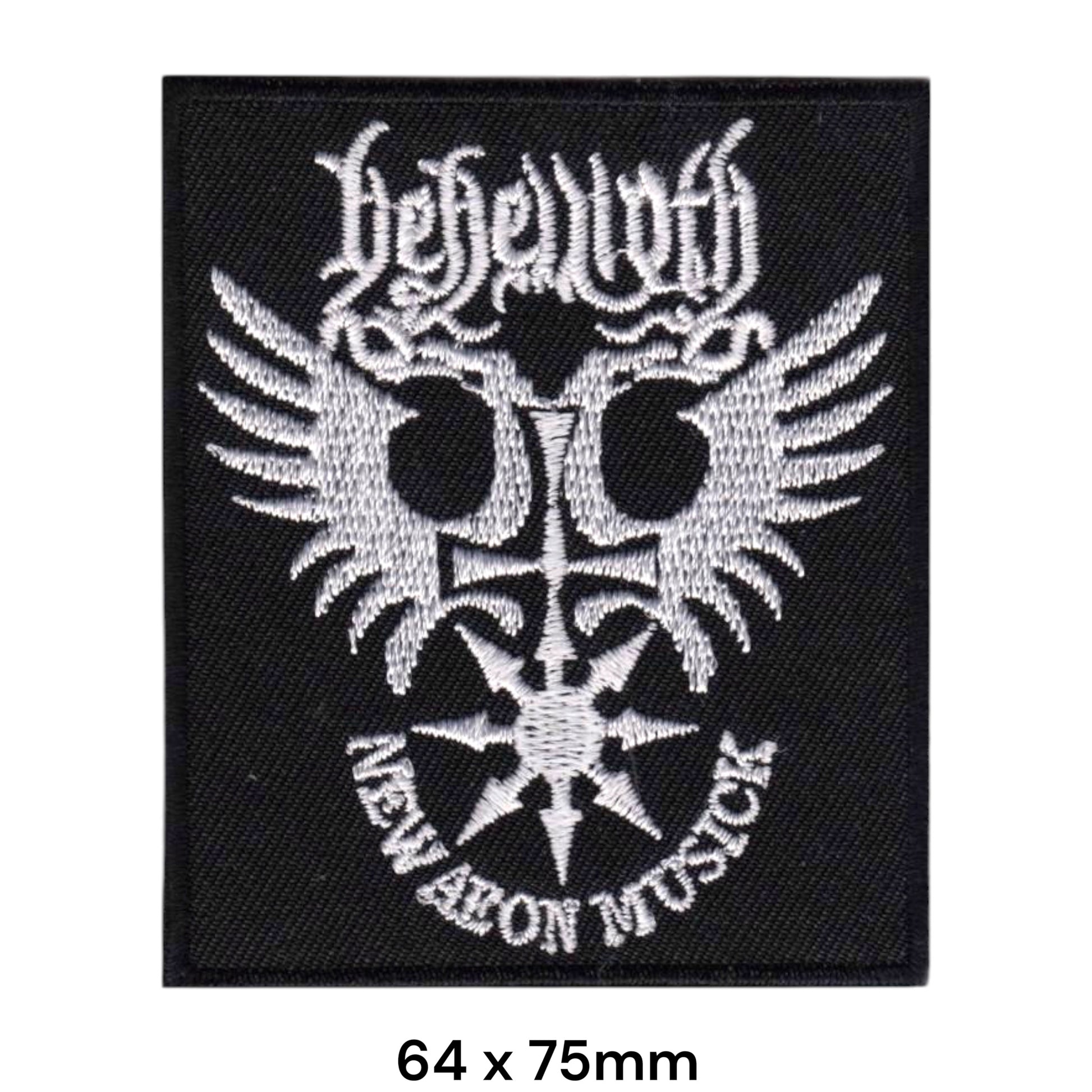 Behemoth New Aeon Musick Double Eagle Chaos Star Square Embroidered Patch 64x75mm – White/Silver & Black