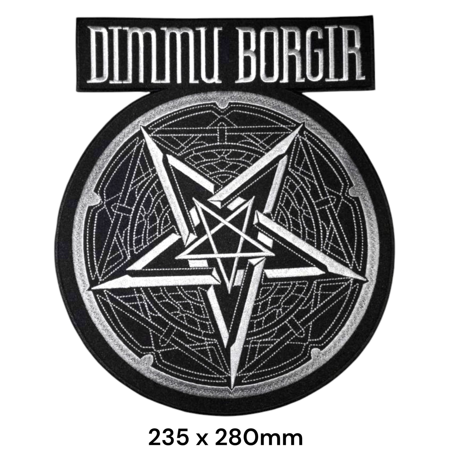Dimmu Borgir Pentagram Circle Large Back Patch 235x280mm – White/Silver & Black