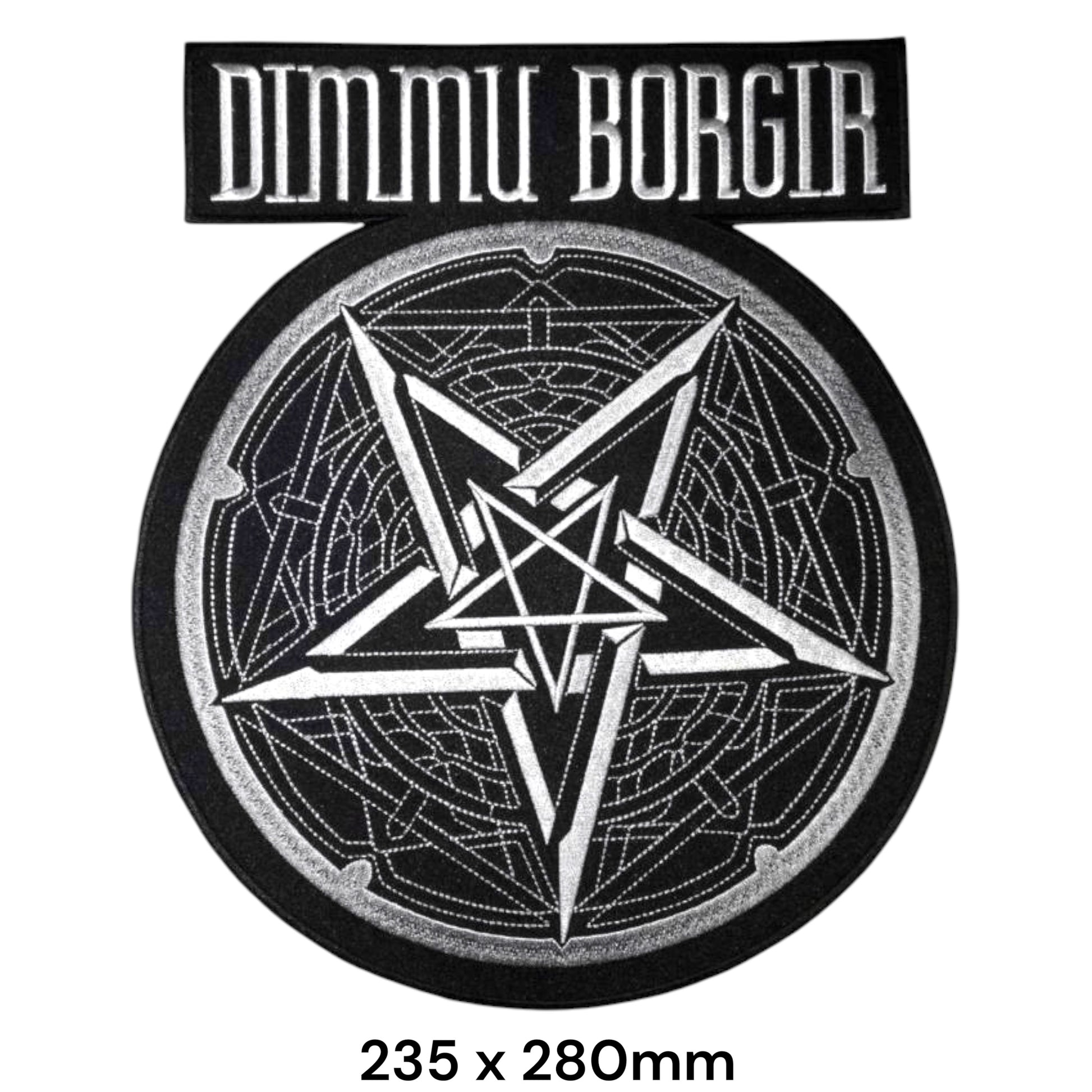 Dimmu Borgir Pentagram Circle Large Back Patch 235x280mm – White/Silver & Black
