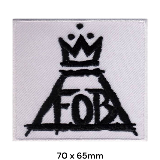Fall Out Boy FOB Crown Logo Square Embroidered Patch 70x65mm – Black & White