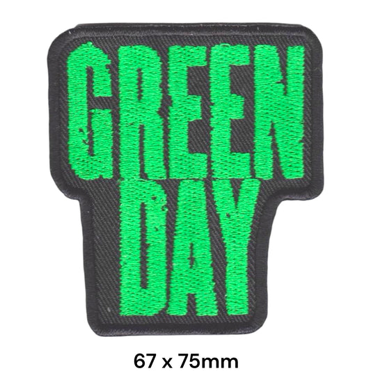 Green Day Band Name Two-Line Distressed Die-Cut Embroidered Patch 67x75mm – Green & Black