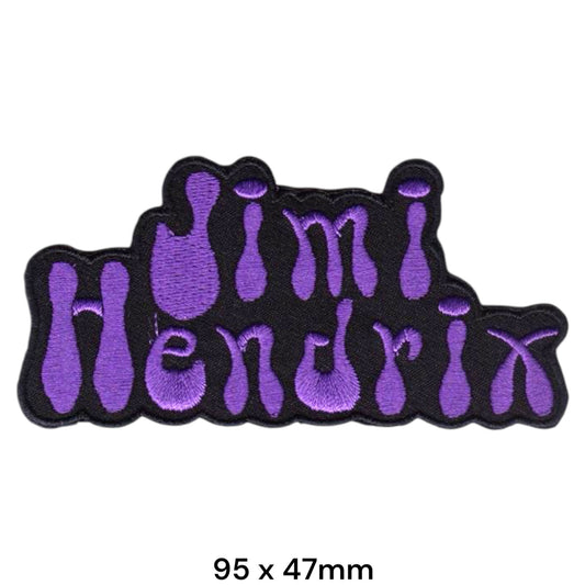 Jimi Hendrix Logo Text Two-Line Stacked Die-Cut Black Purple Embroidered Patch 95x47mm – Black & Purple/Violet