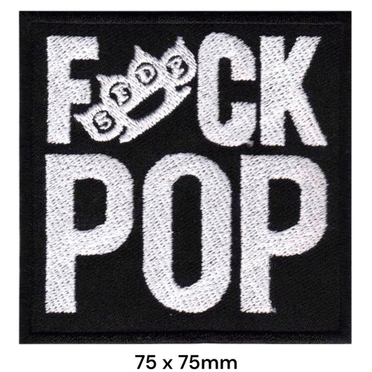 Five Finger Death Punch F*ck Pop Knuckleduster Square Black White Embroidered Patch 75x75mm