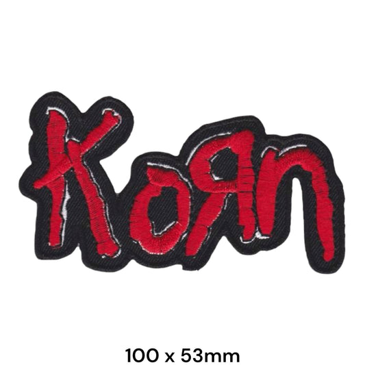 Korn Logo Die-Cut Black Red Silver Embroidered Patch 100x53mm