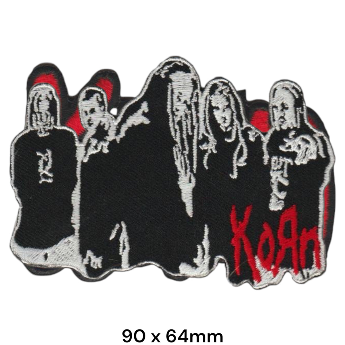 Korn Band Members Group Photo Die-Cut Black White Red Embroidered Patch 90x64mm