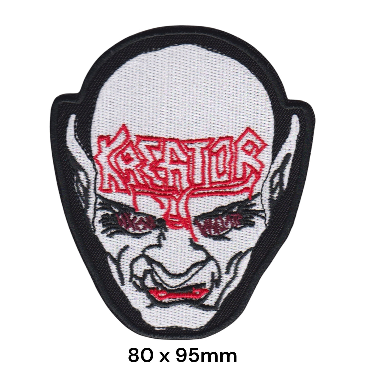 Kreator Demon Face Die-Cut White Red Black Embroidered Patch 80x95mm