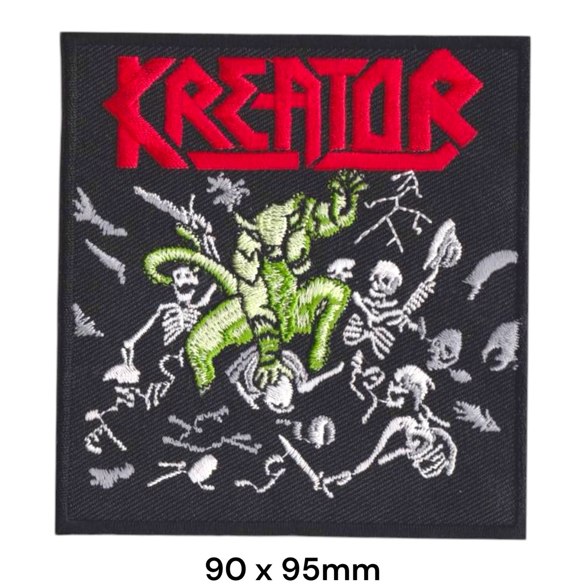 Kreator Pleasure to Kill Demon Skeletons Square Black Red Green White Embroidered Patch 90x95mm