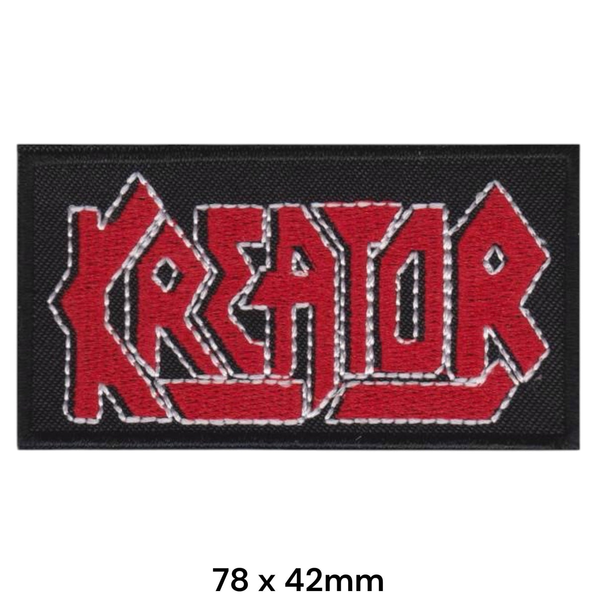 Kreator Logo Rectangle Black Red Silver Embroidered Patch 78x42mm