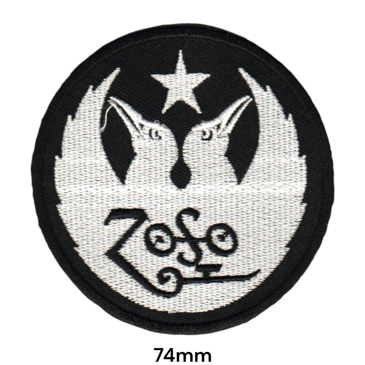 Led Zeppelin Zoso Swan Song Round Black White Embroidered Patch 74mm