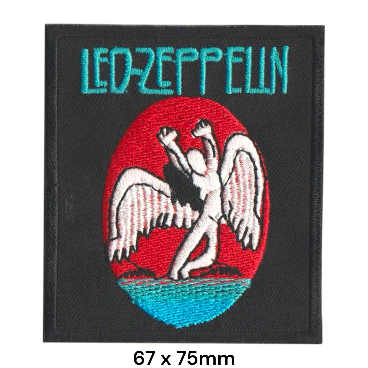 Led Zeppelin Swan Song Icarus Logo Square Black Red White Blue Embroidered Patch 67x75mm
