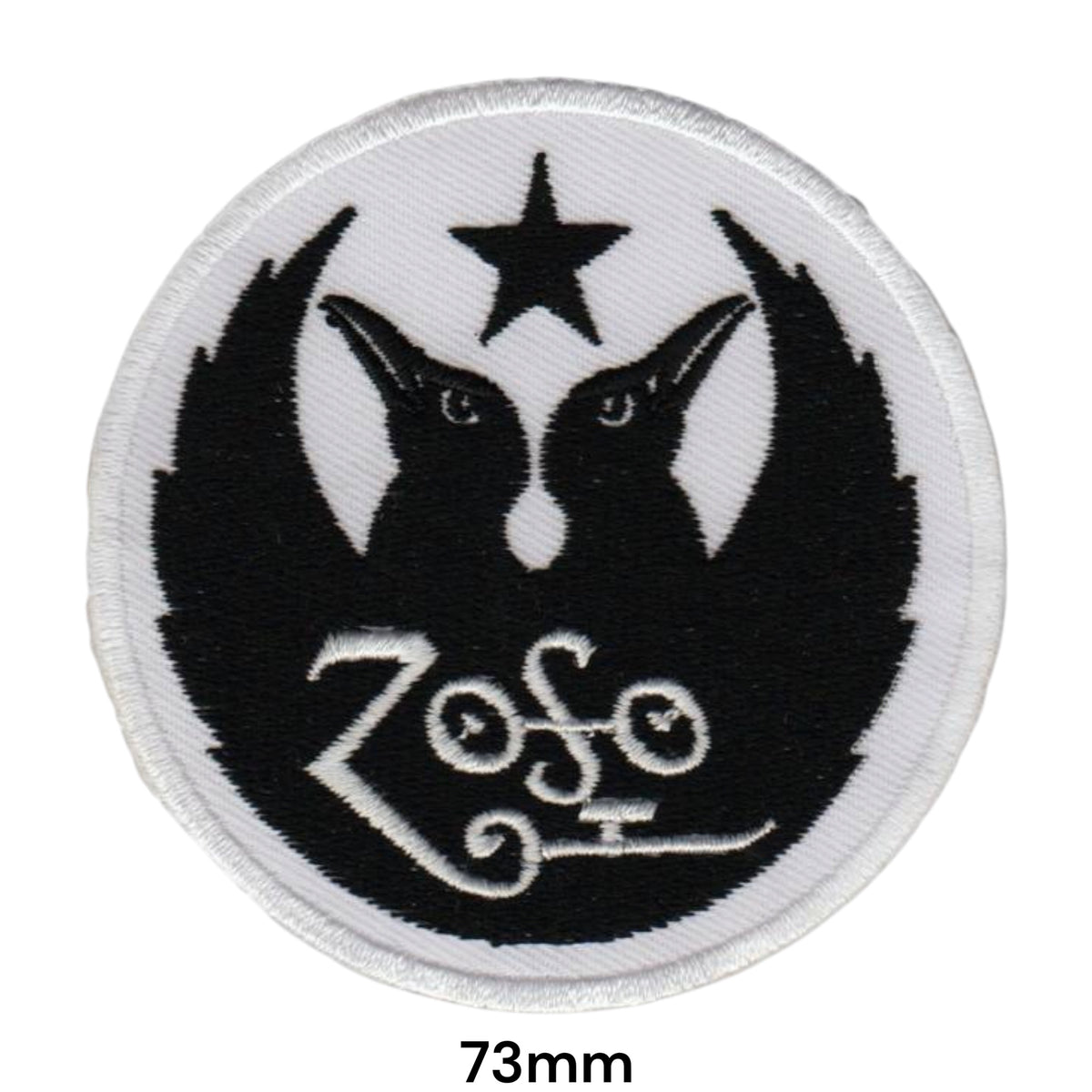 Led Zeppelin Zoso Swan Song Round White Black Embroidered Patch 73mm