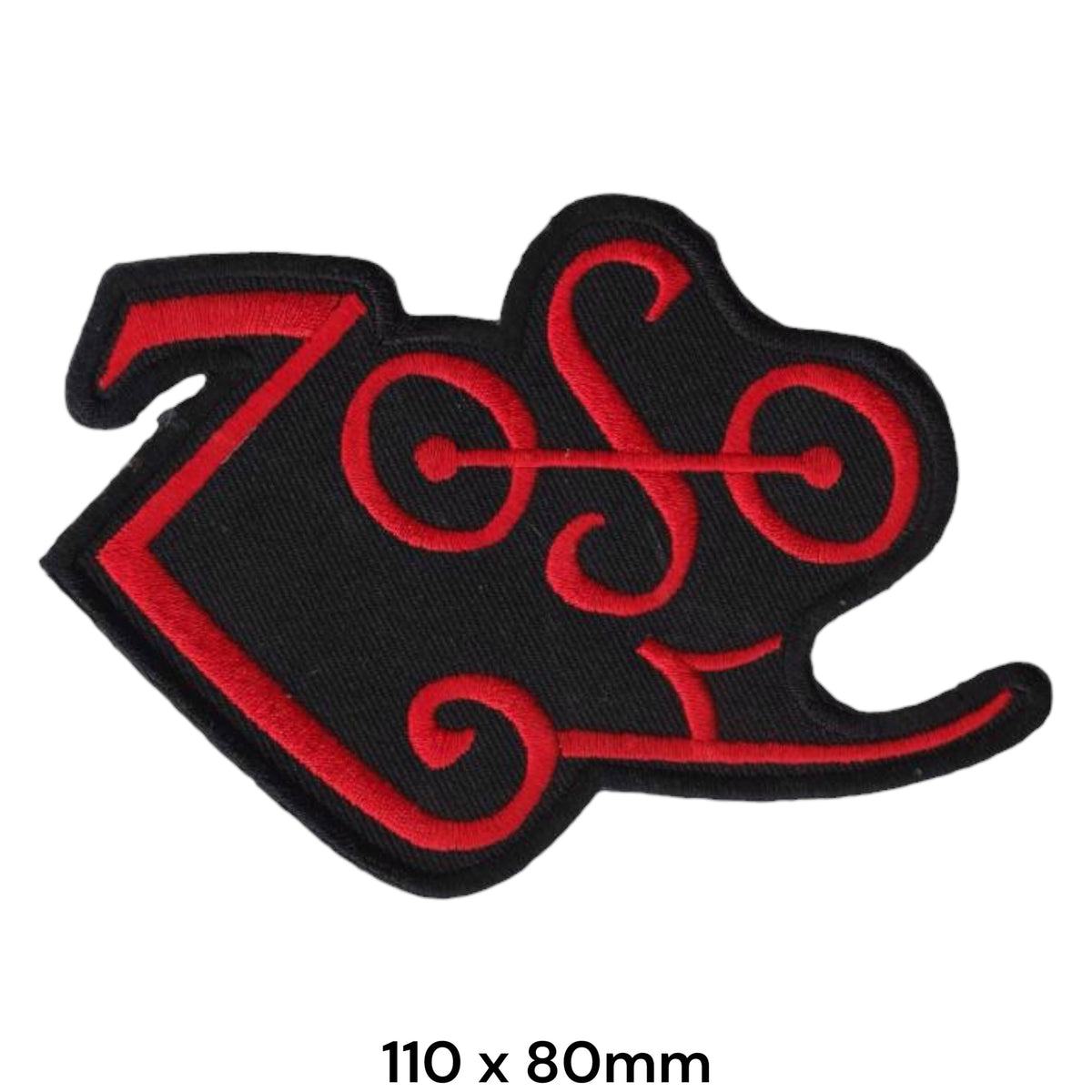 Led Zeppelin Zoso Symbol Die-Cut Black Red Embroidered Patch 110x80mm