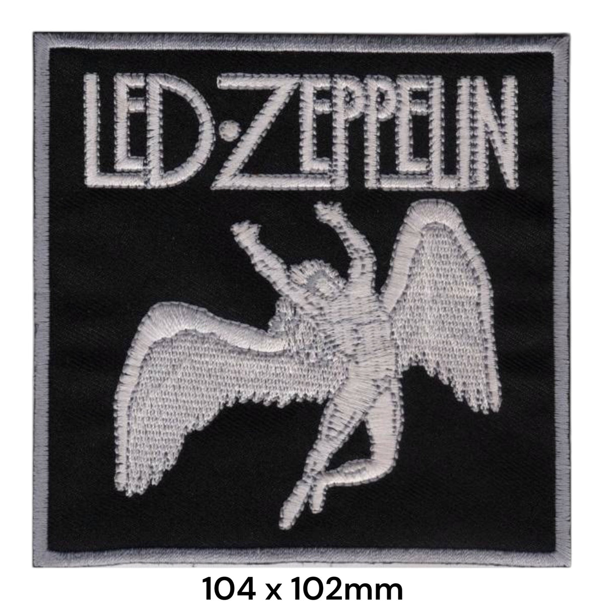 Led Zeppelin Logo Icarus Fallen Angel Square Black Silver Embroidered Patch 104x102mm