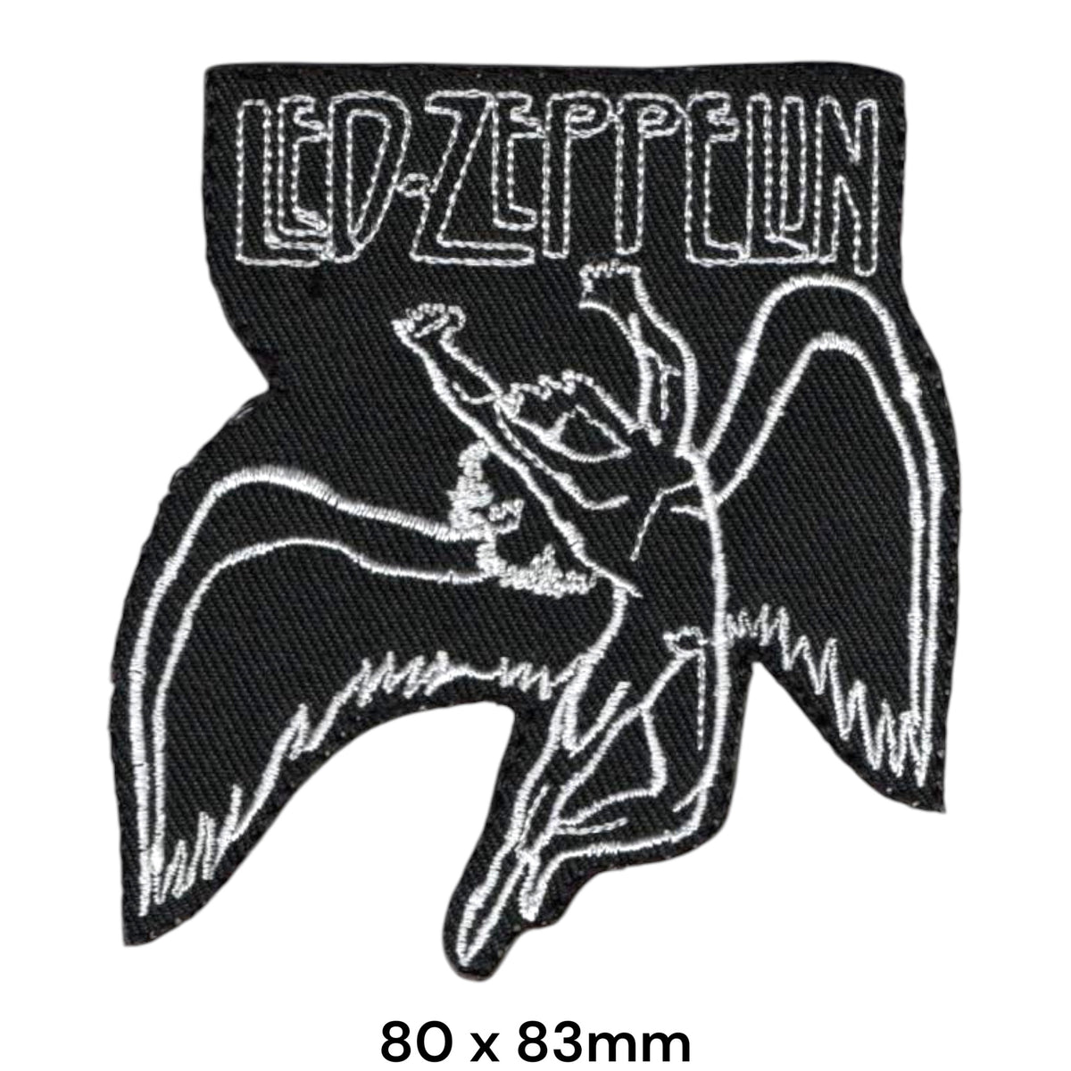 Led Zeppelin Logo Icarus Fallen Angel Die-Cut Black Silver Embroidered Patch 80x83mm