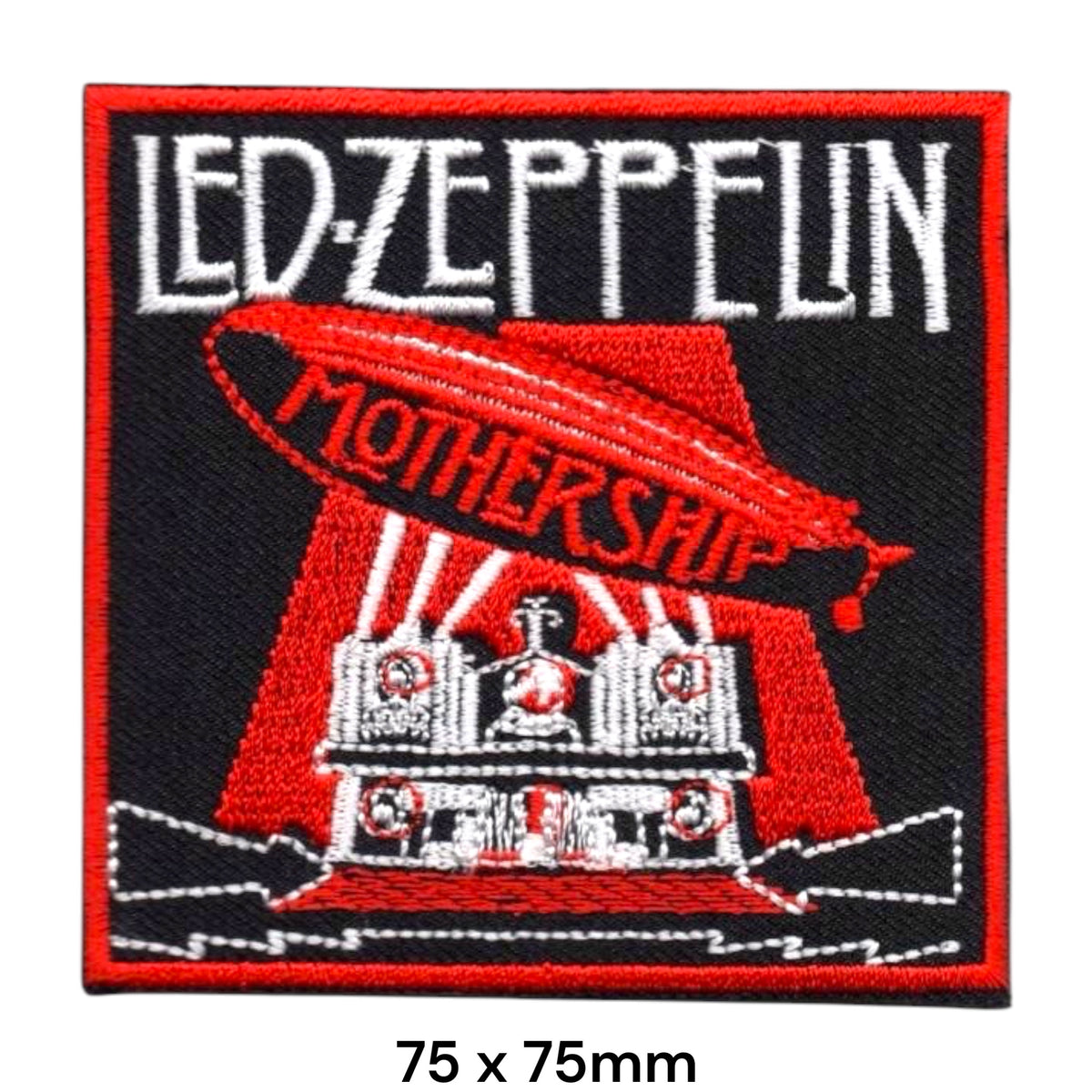 Led Zeppelin Mothership Square Black Red White Embroidered Patch 75x75mm