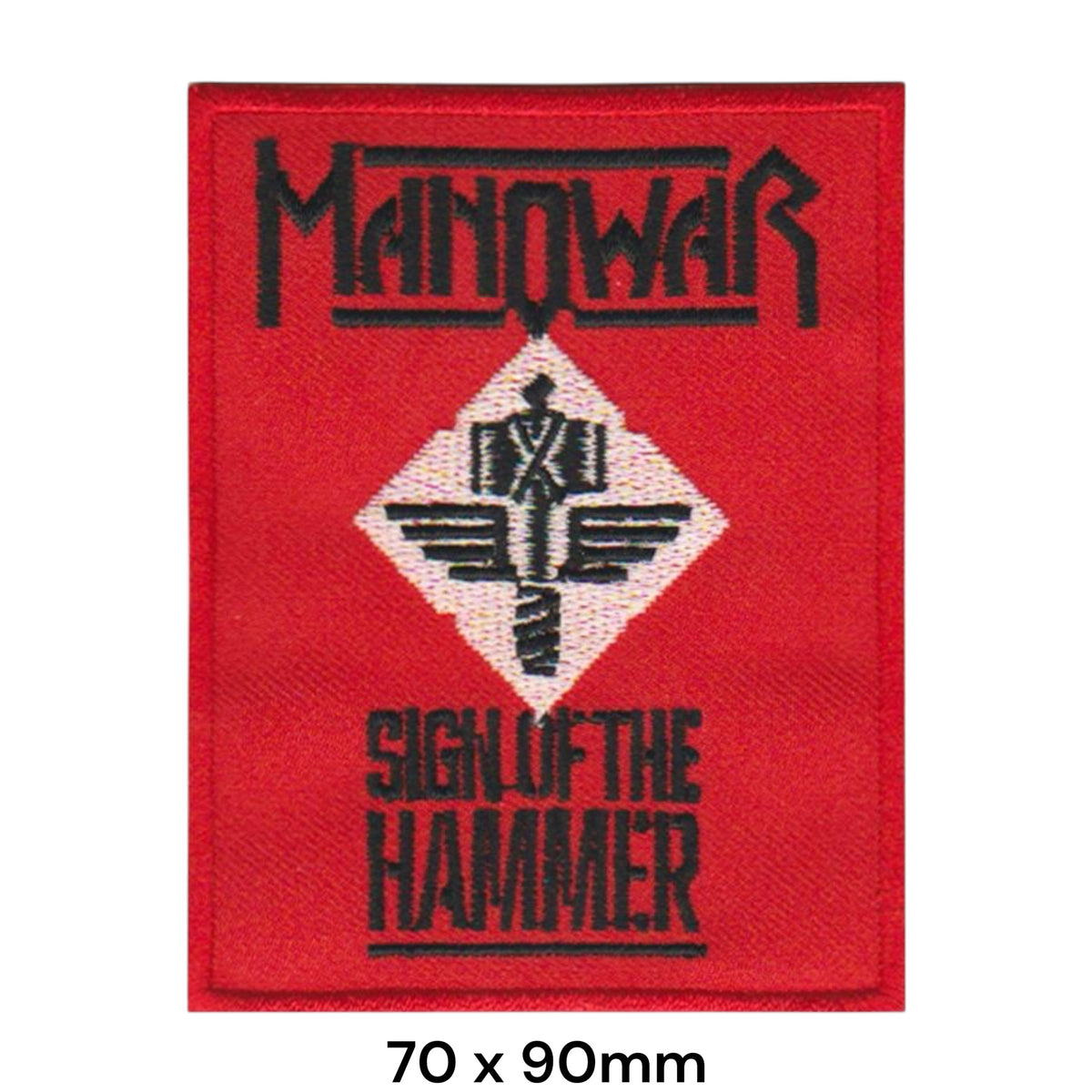 Manowar Sign of the Hammer Red Black White Embroidered Patch 70x90mm