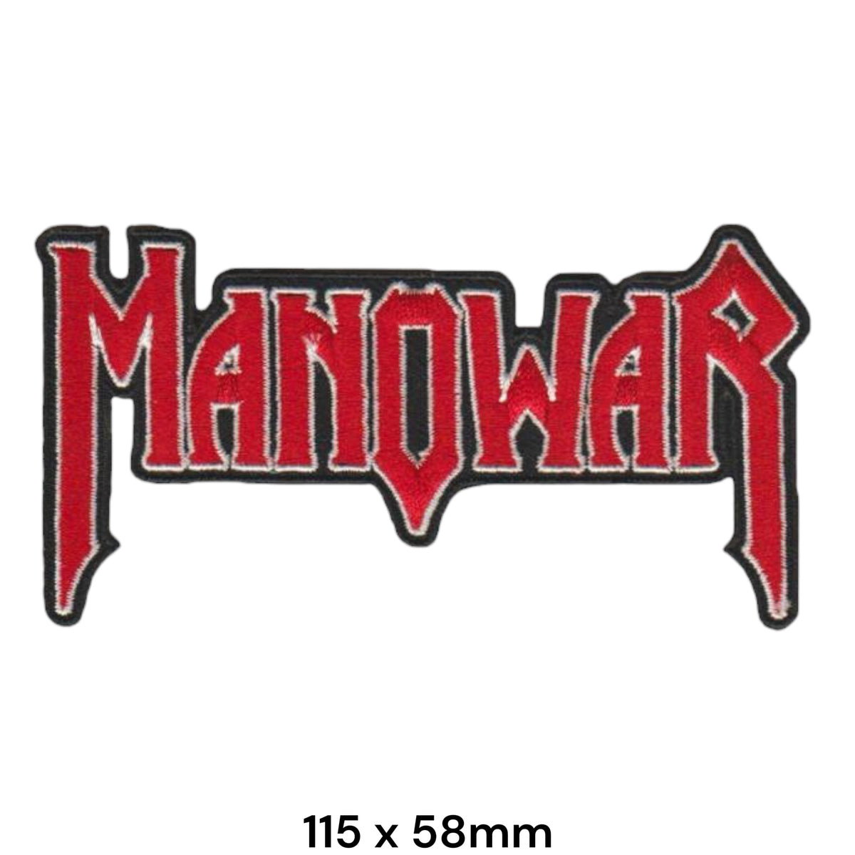 Manowar Logo Die-Cut Red Silver Black Embroidered Patch 115x58mm