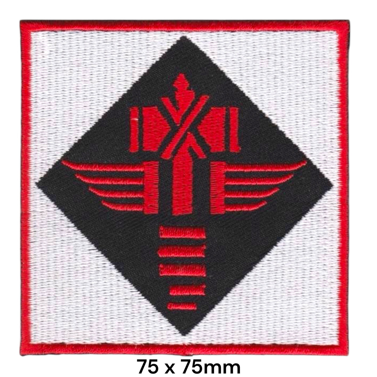 Manowar Hammer Mjolnir Diamond White Black Red Square Embroidered Patch 75x75mm