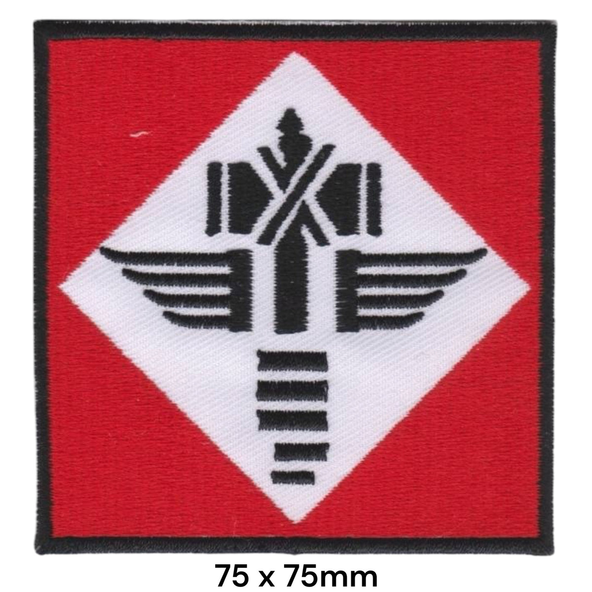Manowar Hammer Mjolnir Diamond Red Black White Square Embroidered Patch 75x75mm