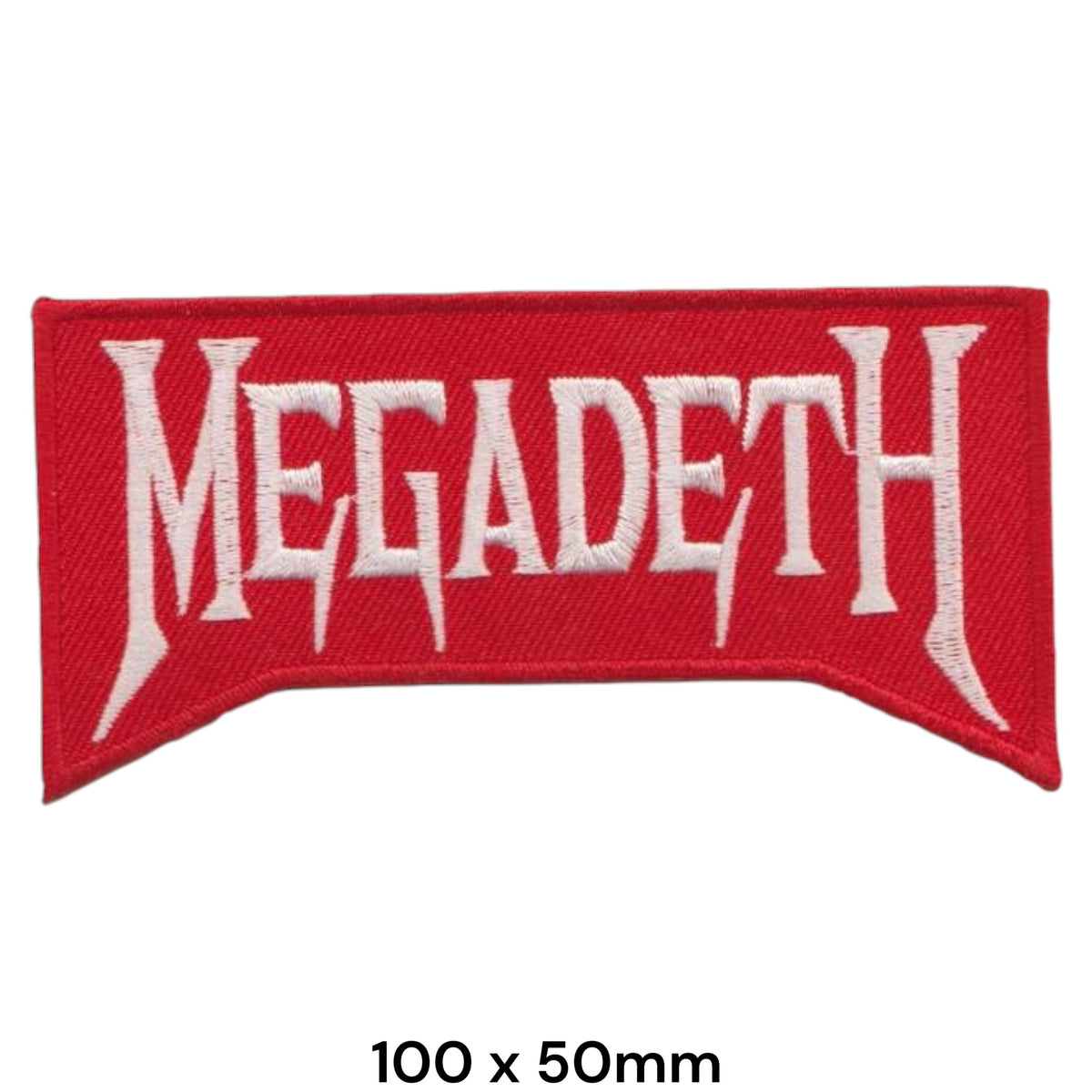 Megadeth Logo Banner Red White Embroidered Patch 100x50mm