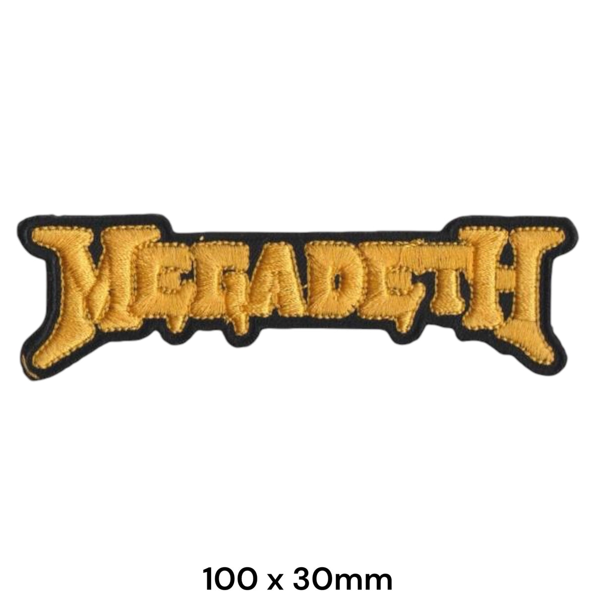 Megadeth Logo Die-Cut Yellow Gold Black Embroidered Patch 100x30mm