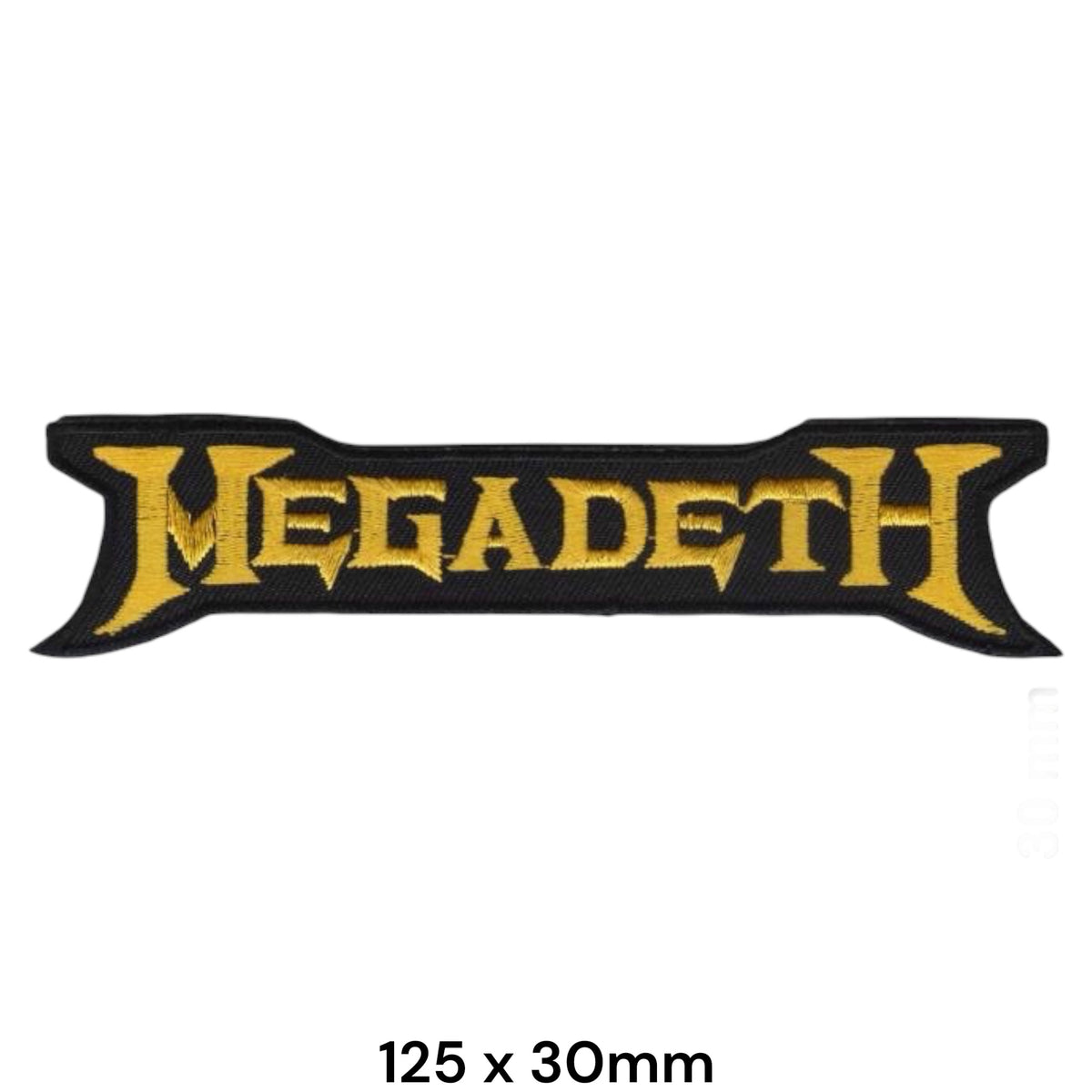 Megadeth Logo Banner Die-Cut Yellow Gold Black Embroidered Patch 125x30mm
