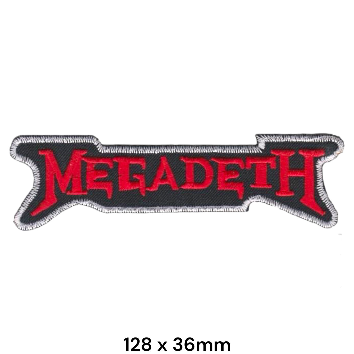 Megadeth Logo Banner Die-Cut Red Black Silver Embroidered Patch 128x36mm