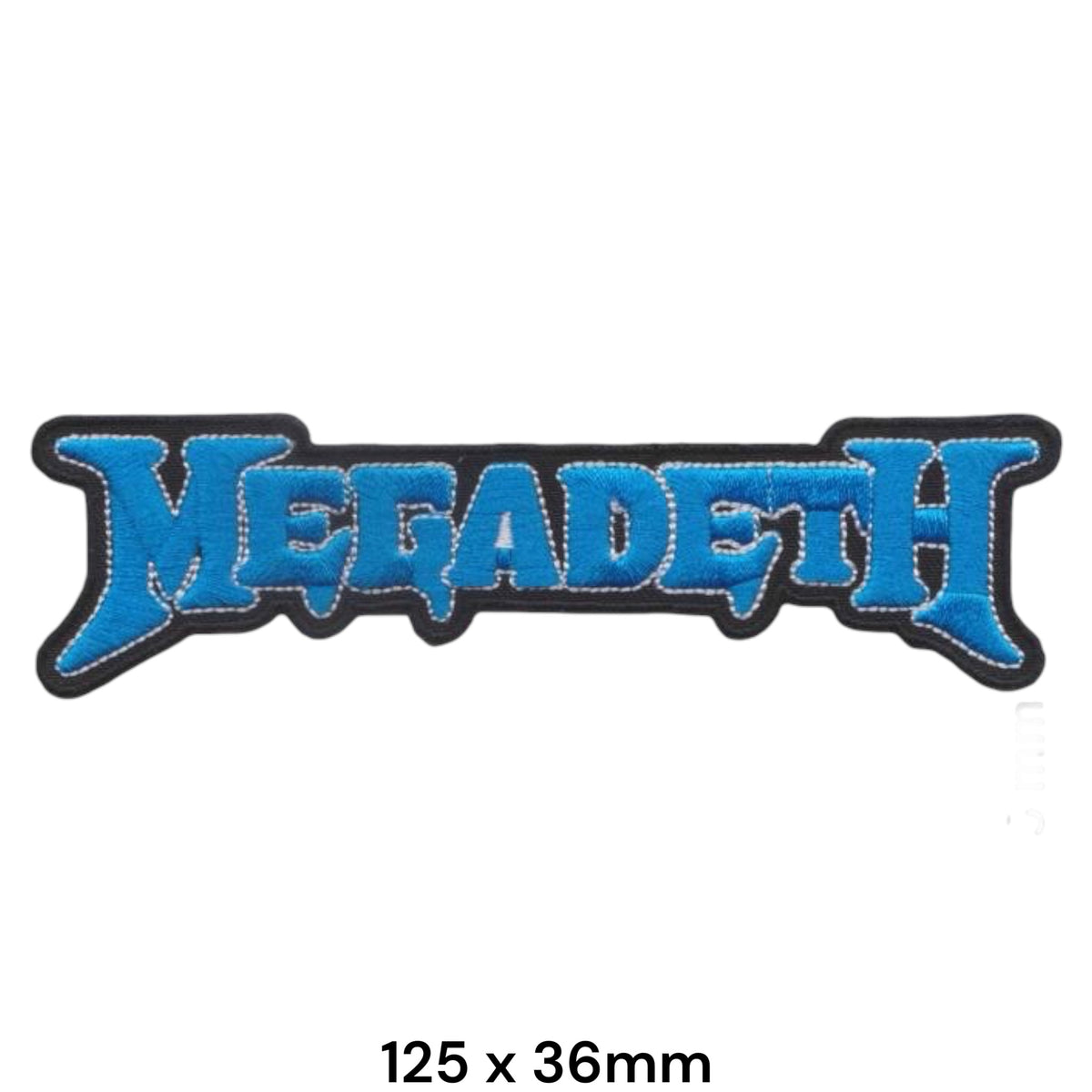 Megadeth Logo Die-Cut Blue White Black Embroidered Patch 125x36mm