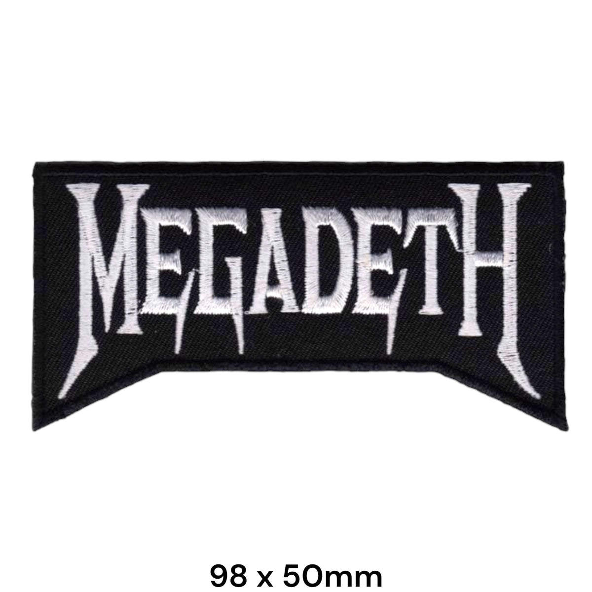 Megadeth Logo White Black Shaped Embroidered Patch 98x50mm