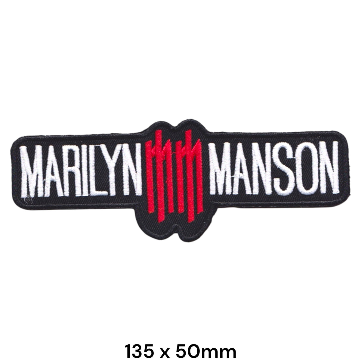 Marilyn Manson Logo White Red Black Shaped Embroidered Patch 135x50mm