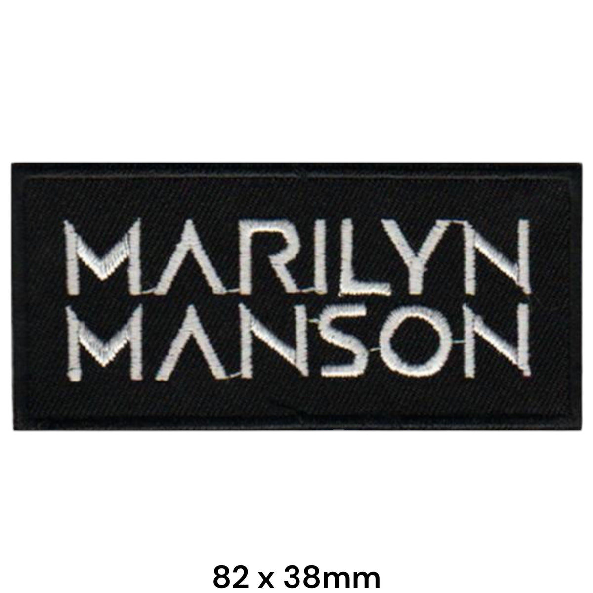 Marilyn Manson Logo Two-Line White Black Rectangle Embroidered Patch 82x38mm