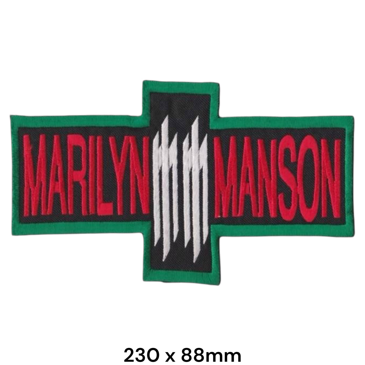 Marilyn Manson Cross Shape Back Patch Green Red Black White Embroidered 230x88mm