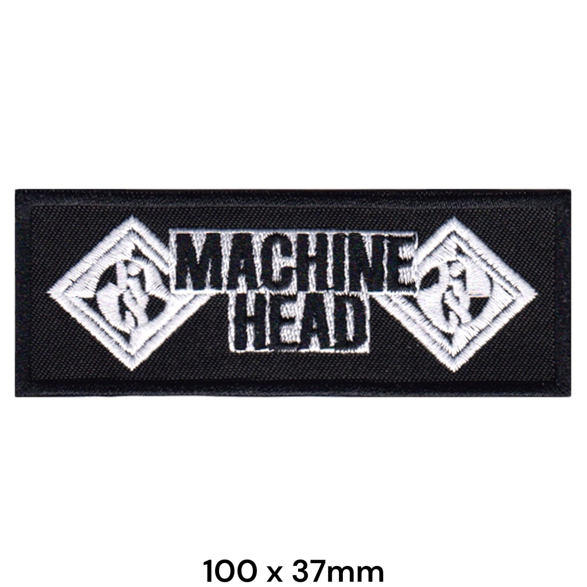 Machine Head Diamond Logo Strip Black White Embroidered Patch 100x37mm