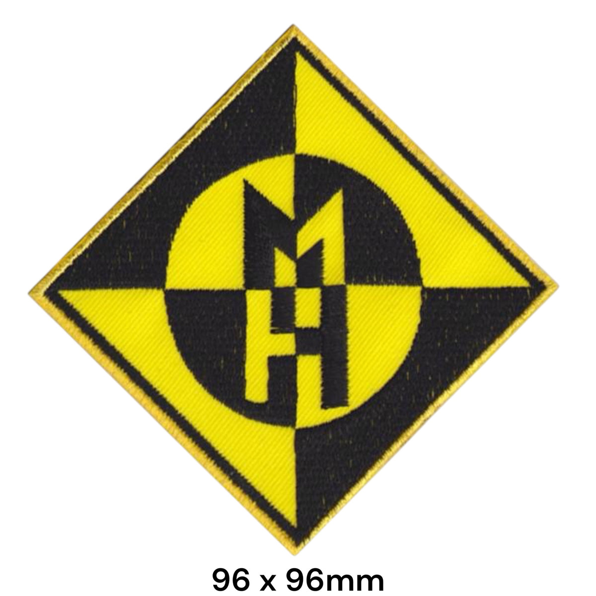 Machine Head MH Monogram Diamond Yellow Black Embroidered Patch 96x96mm