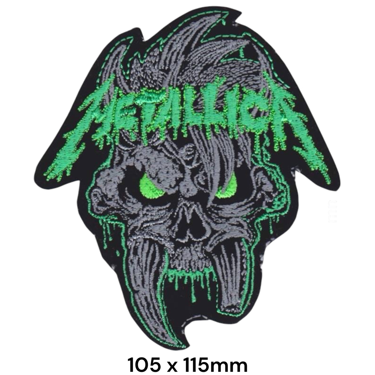 Metallica Scary Guy Skull Die-Cut Green Grey Black Embroidered Patch 105x115mm
