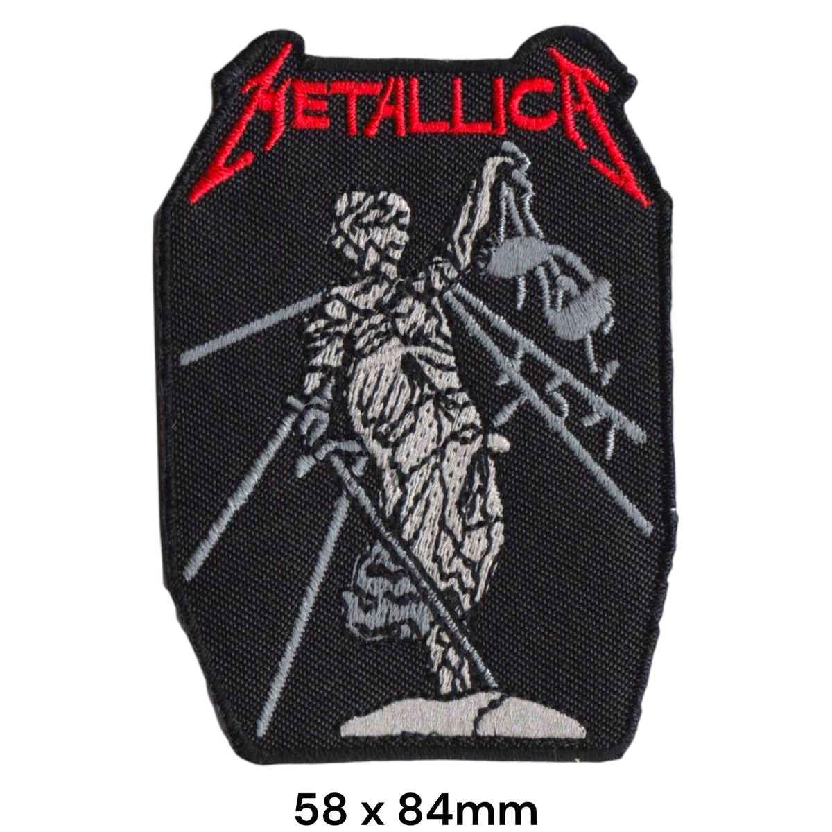 Metallica And Justice For All Justitia Portrait Red Silver Black Embroidered Patch 58x84mm
