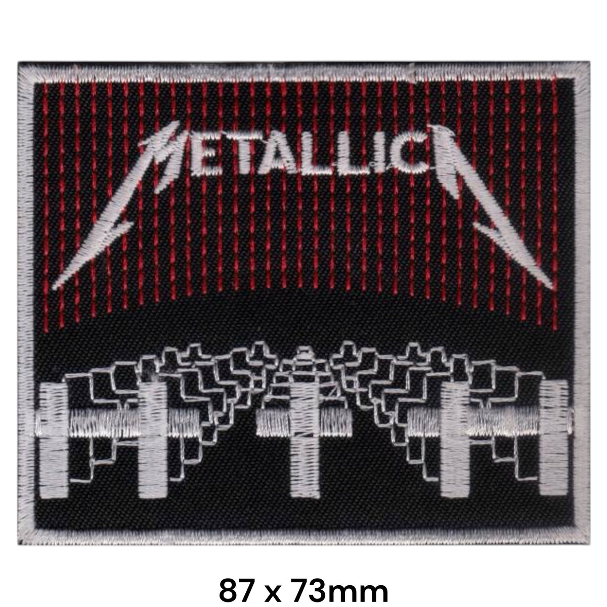 Metallica Master of Puppets Crosses Graveyard Black Red White Embroidered Patch 87x73mm