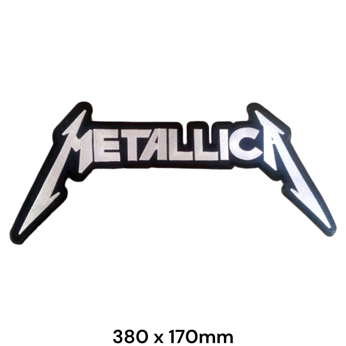 Metallica Logo XXL Back Patch Silver White Black Die-Cut Embroidered 380x170mm