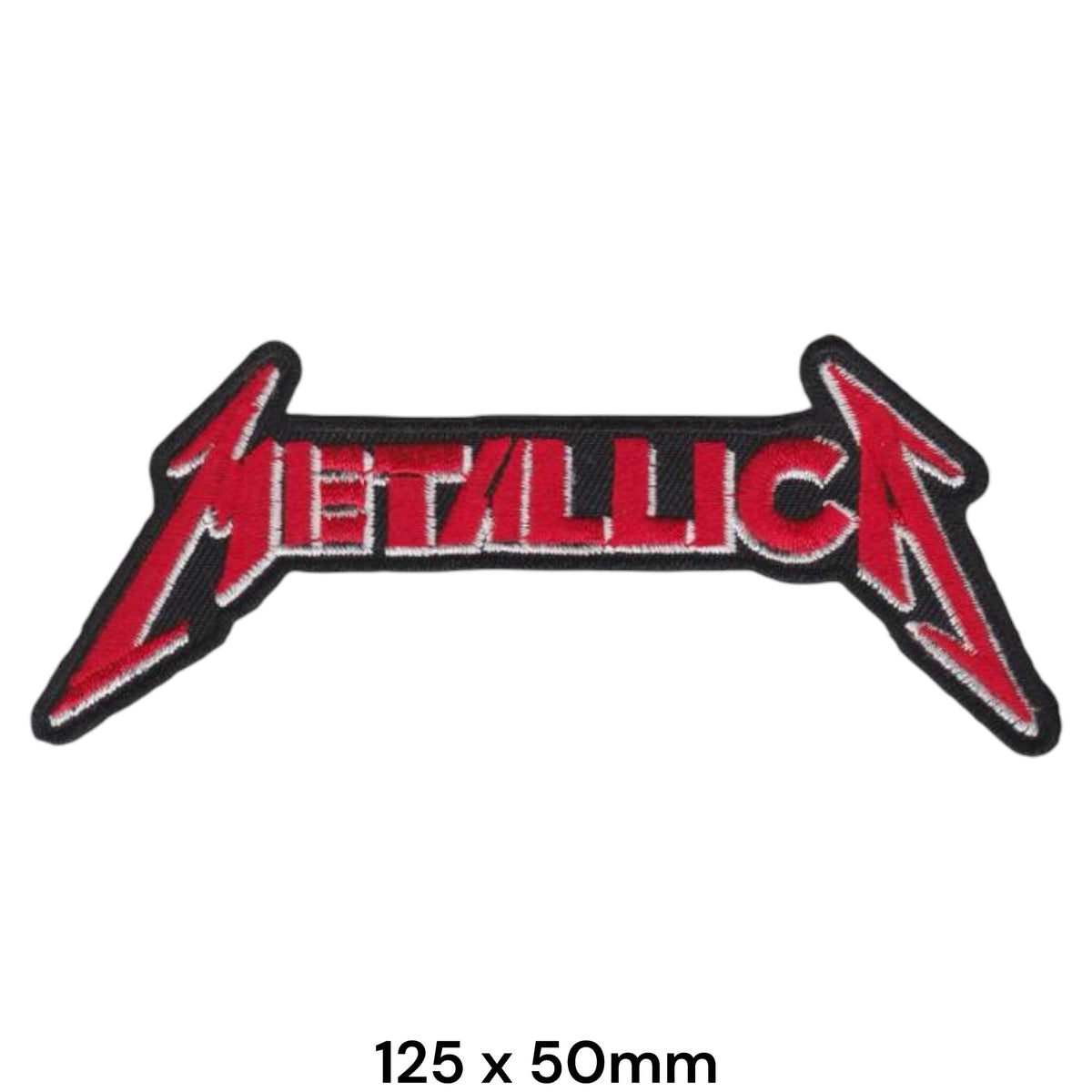 Metallica Logo Die-Cut Red Silver White Black Embroidered Patch 125x50mm
