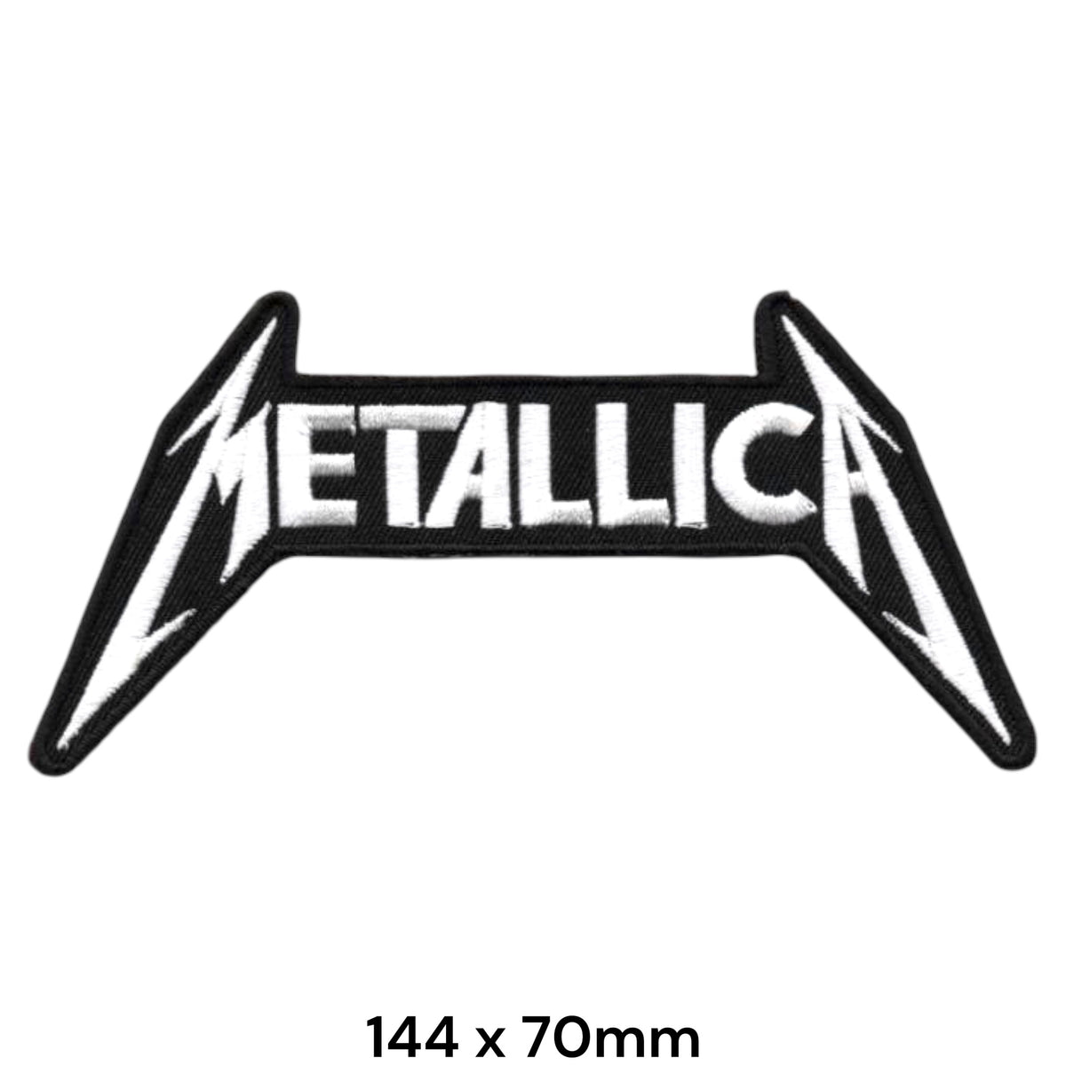Metallica Logo Die-Cut White Black Embroidered Patch 144x70mm